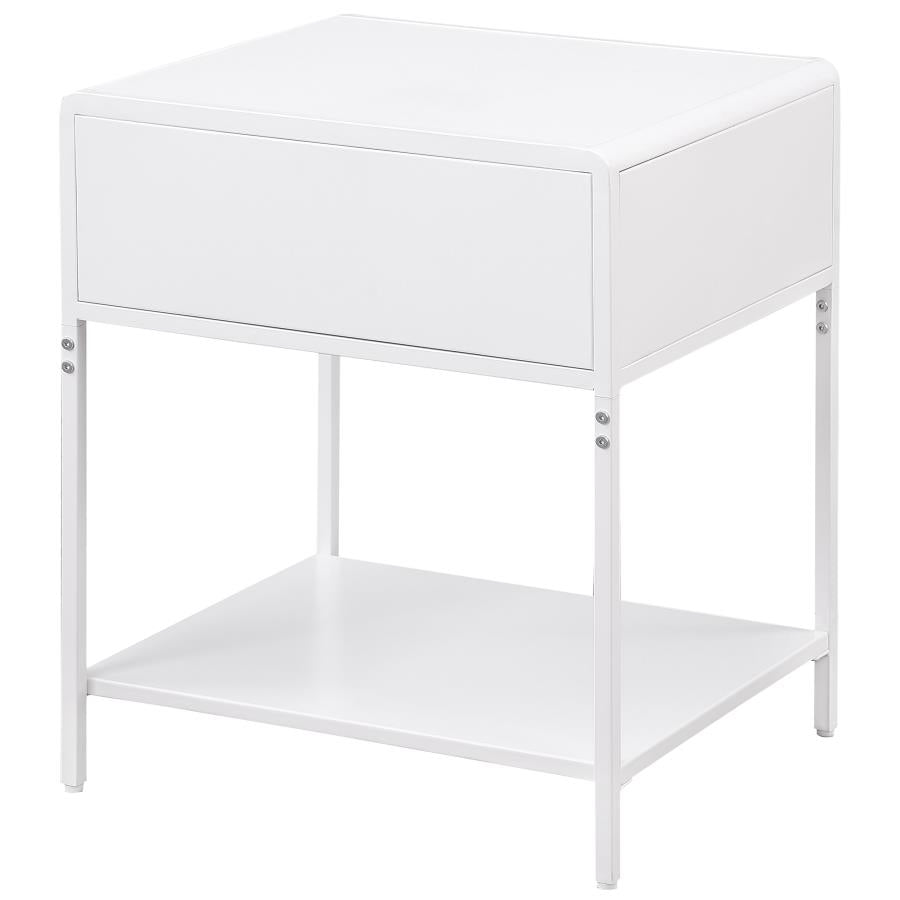 Amherst 1-drawer Radio Weave Cane Metal Bedside Table White-zoom-7
