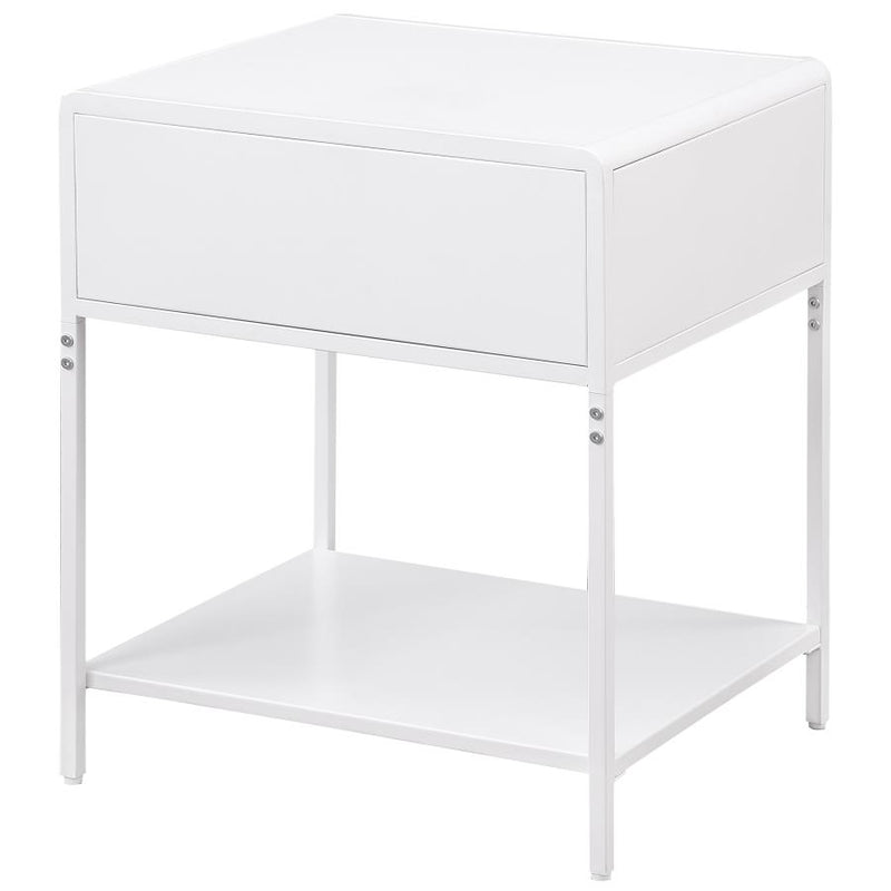 Amherst 1-drawer Radio Weave Cane Metal Bedside Table White-zoom-