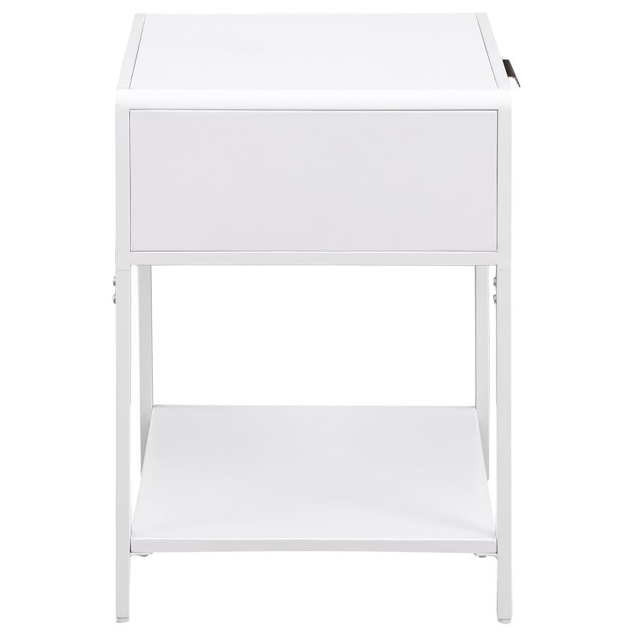 Amherst 1-drawer Radio Weave Cane Metal Bedside Table White-zoom-8