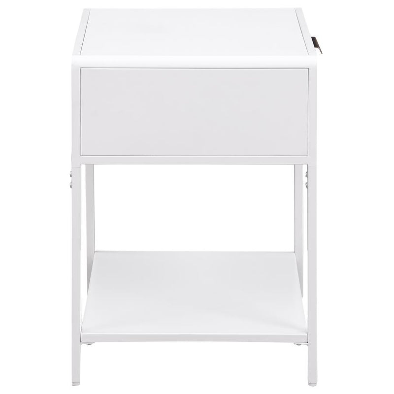 Amherst 1-drawer Radio Weave Cane Metal Bedside Table White-zoom-