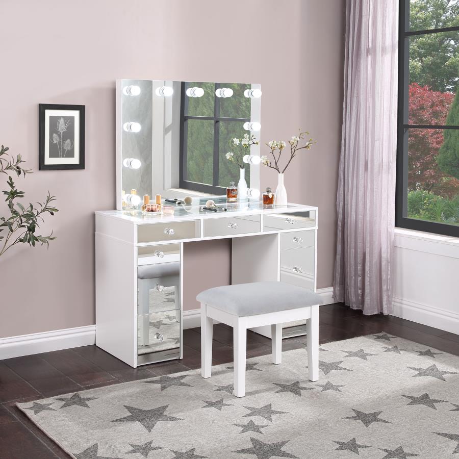 Regina Makeup Vanity Table Set with Lighting White-2