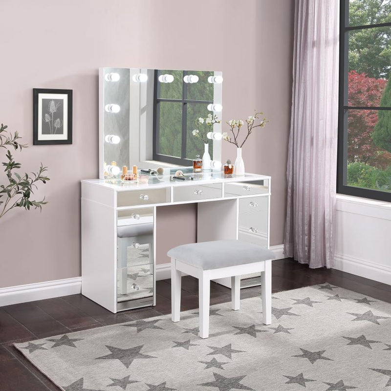 Regina Makeup Vanity Table Set with Lighting White-zoom-
