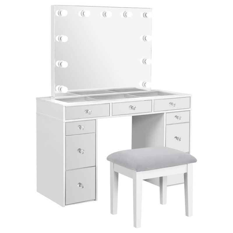 Regina Makeup Vanity Table Set with Lighting White-zoom-