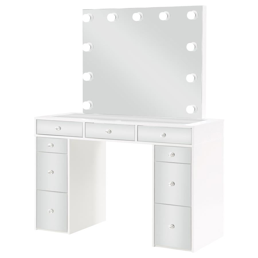 Regina Makeup Vanity Table Set with Lighting White-zoom-5