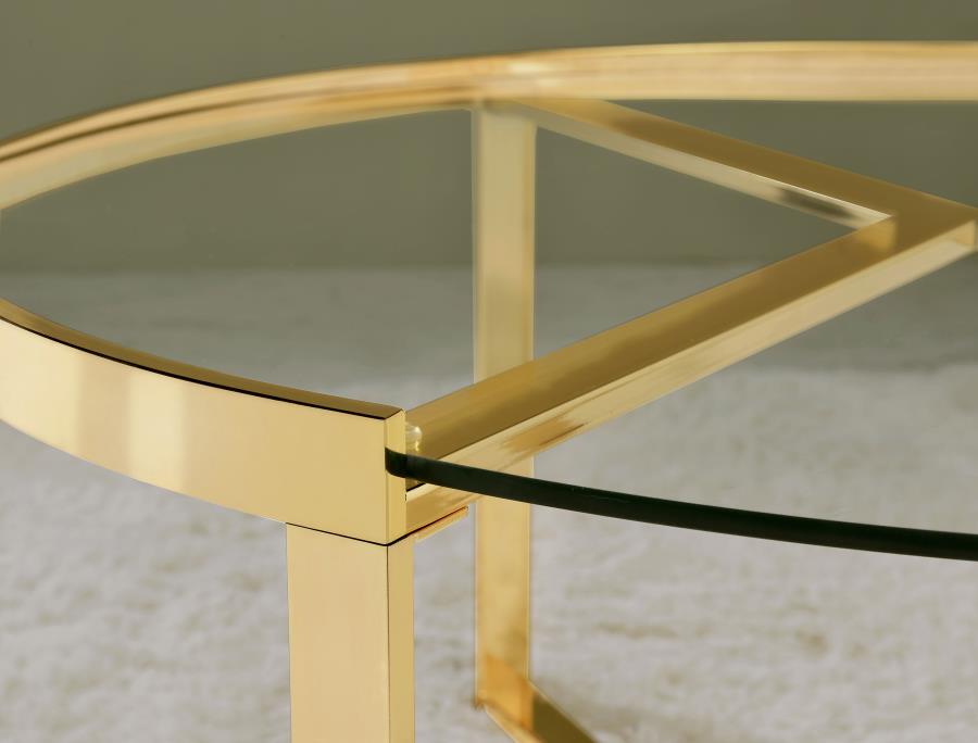Delia 2-Piece Round Glass Top Nesting Coffee Table Gold-zoom-9