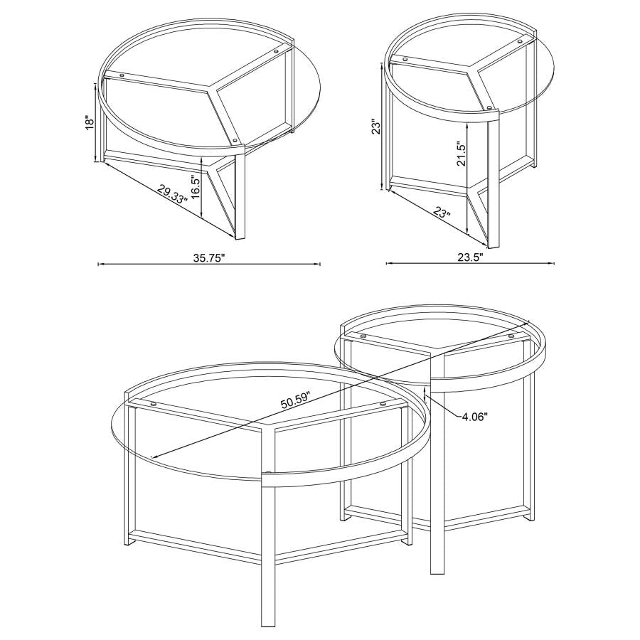 Delia 2-Piece Round Glass Top Nesting Coffee Table Gold-10