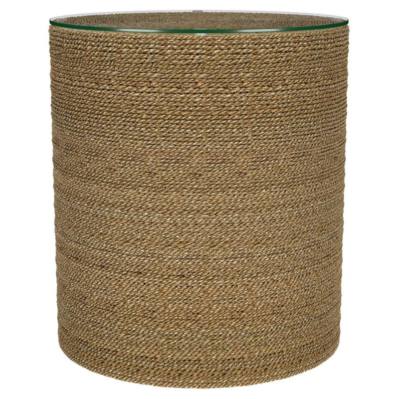 Halden Round Woven Seagrass Accent Side Table Light Brown-zoom-