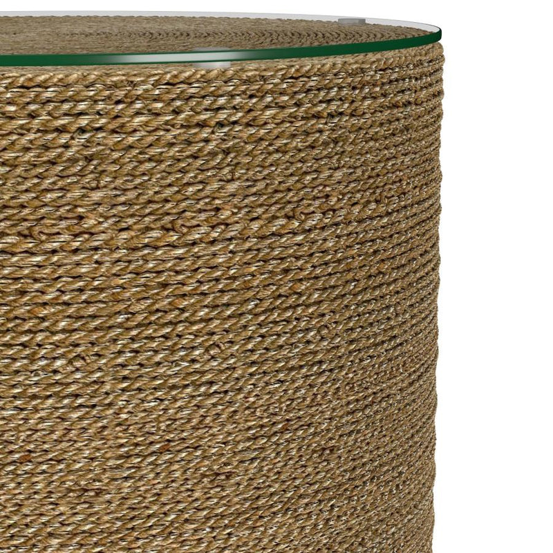Halden Round Woven Seagrass Accent Side Table Light Brown-zoom-