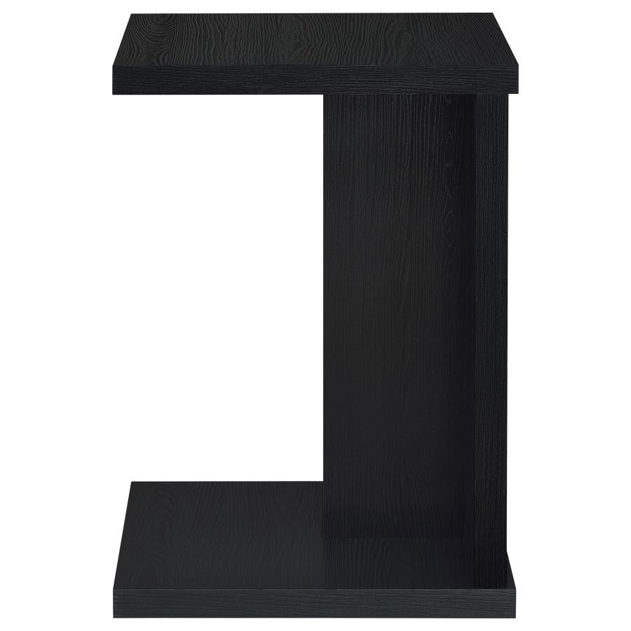 Clower Engineered Wood C-Shaped Sofa Side Table Black-5