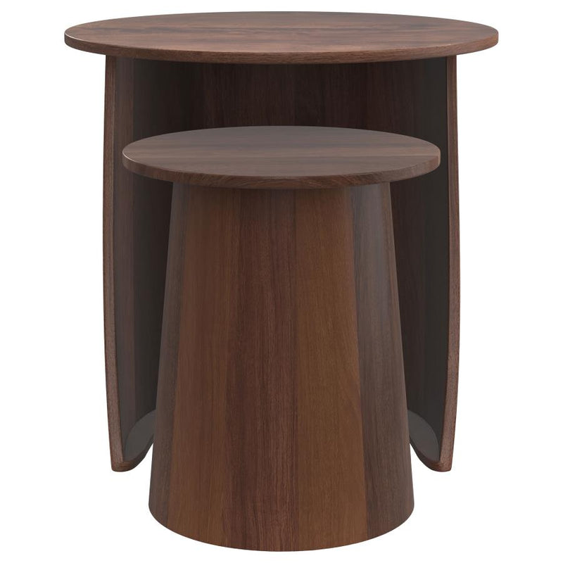 Yency 2-piece Round Mango Wood Nesting Table Set Dark Brown Mango-zoom-