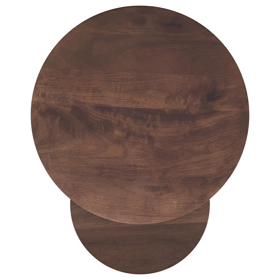 Yency 2-piece Round Mango Wood Nesting Table Set Dark Brown Mango-zoom-5