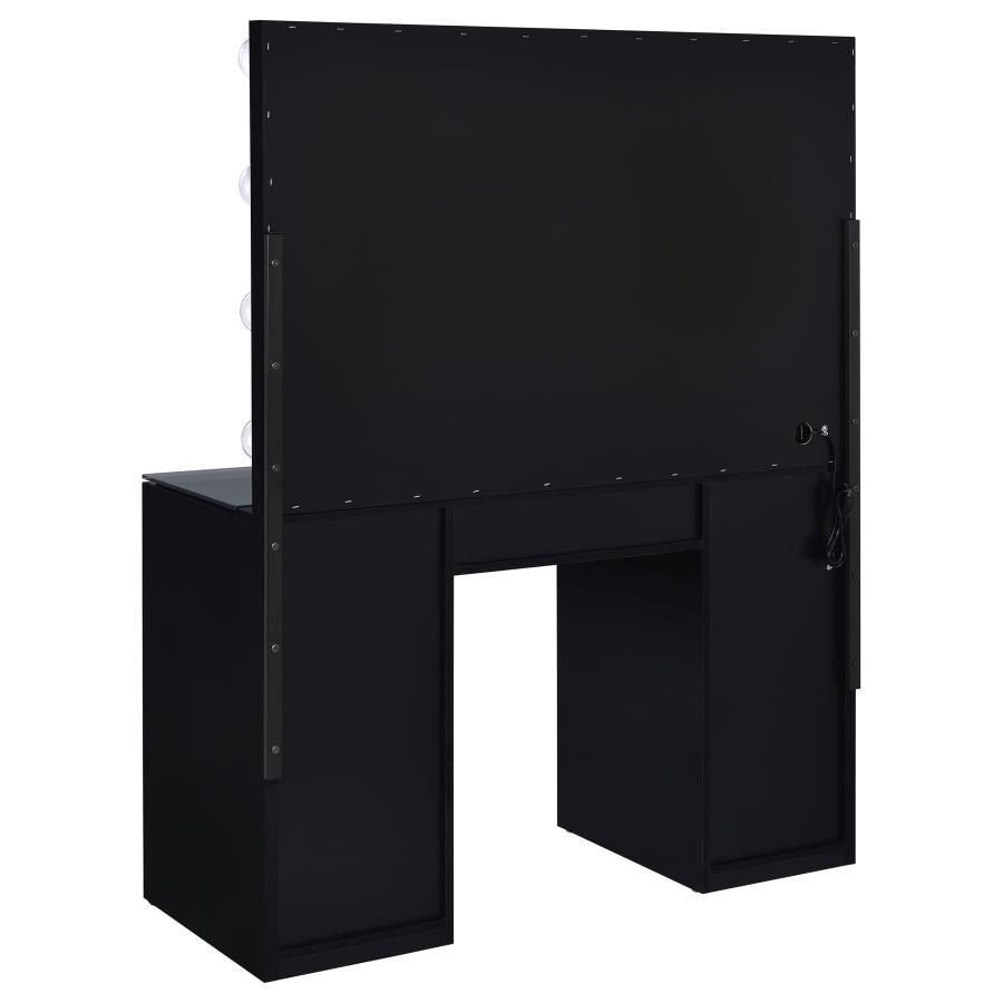 Acena 7-drawer Vanity Set with Lighting Black High Gloss-zoom-7