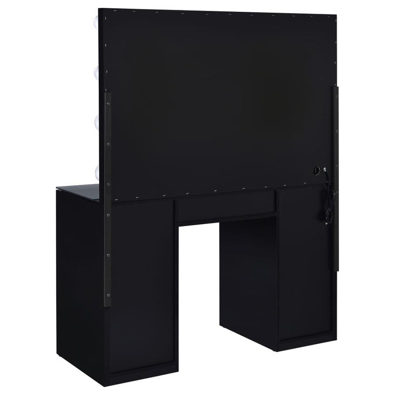 Acena 7-drawer Vanity Set with Lighting Black High Gloss-zoom-