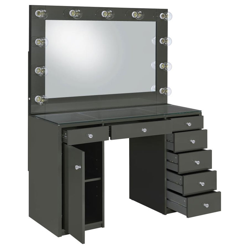 Acena 7-drawer Vanity Set with Lighting Grey High Gloss-zoom-