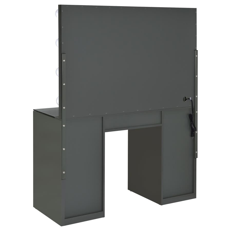 Acena 7-drawer Vanity Set with Lighting Grey High Gloss-zoom-7