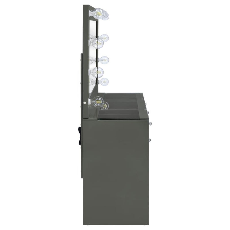 Acena 7-drawer Vanity Set with Lighting Grey High Gloss-zoom-