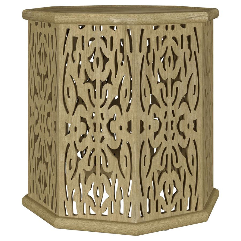 Torres Octagonal Solid Mango Wood Side Table Natural Brown-zoom-