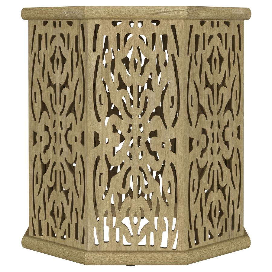 Torres Octagonal Solid Mango Wood Side Table Natural Brown-3