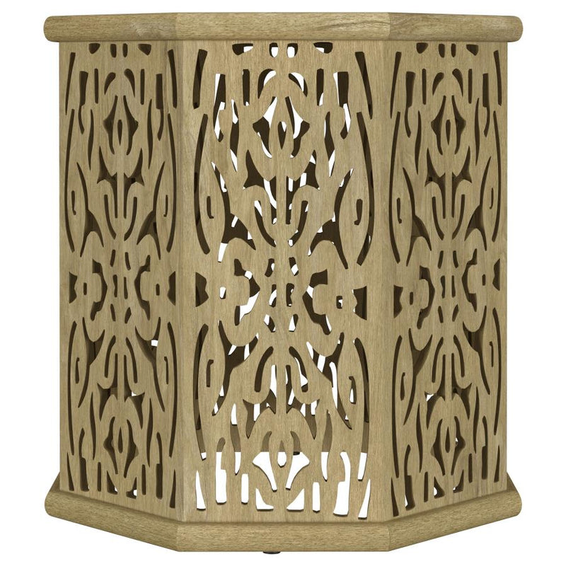 Torres Octagonal Solid Mango Wood Side Table Natural Brown-zoom-