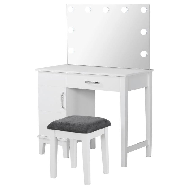 Elijah Vanity Set with Lighting & Stool White and Dark Grey-zoom-