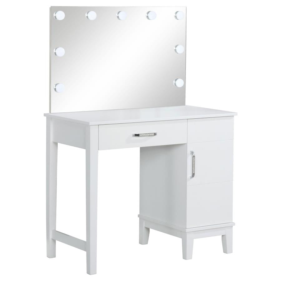 Elijah Vanity Set with Lighting & Stool White and Dark Grey-3
