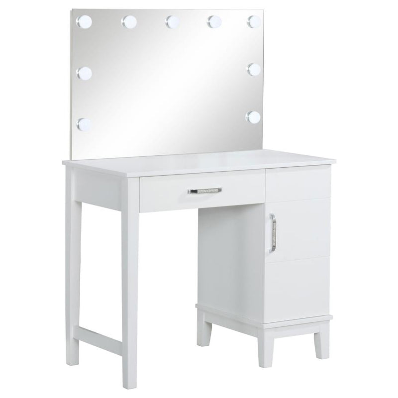 Elijah Vanity Set with Lighting & Stool White and Dark Grey-zoom-