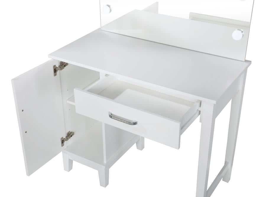 Elijah Vanity Set with Lighting & Stool White and Dark Grey-5