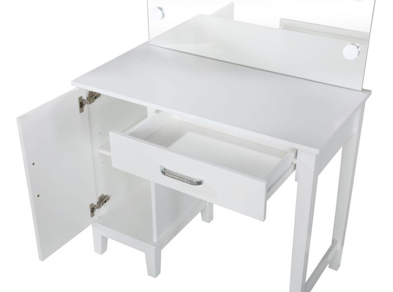 Elijah Vanity Set with Lighting & Stool White and Dark Grey-zoom-