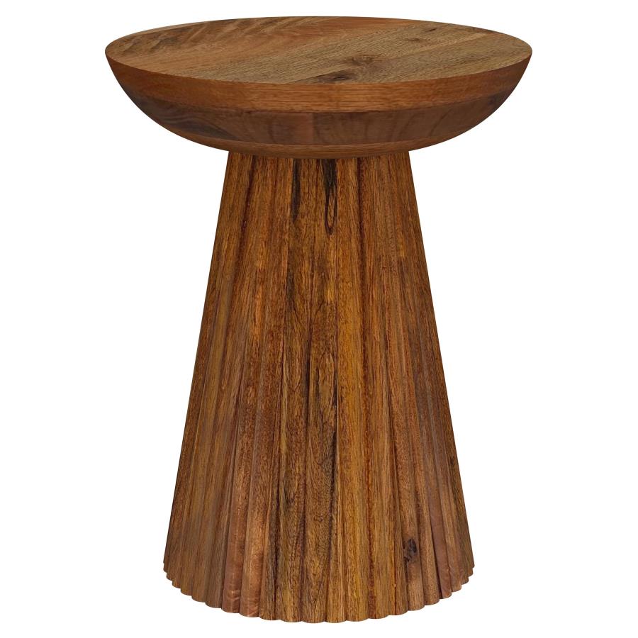 Aureo Round Solid Wood Accent Side Table Wild Honey-1