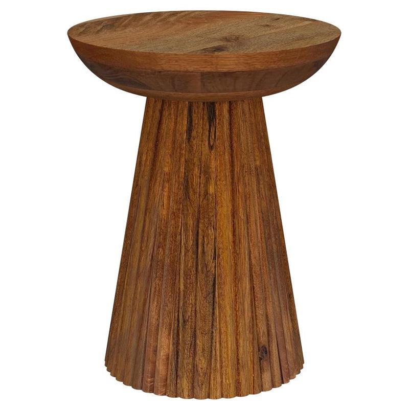 Aureo Round Solid Wood Accent Side Table Wild Honey-zoom-