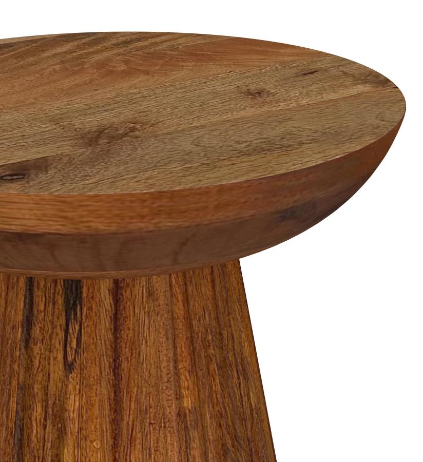 Aureo Round Solid Wood Accent Side Table Wild Honey-3