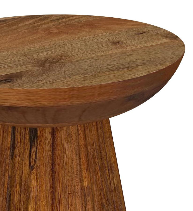 Aureo Round Solid Wood Accent Side Table Wild Honey-zoom-