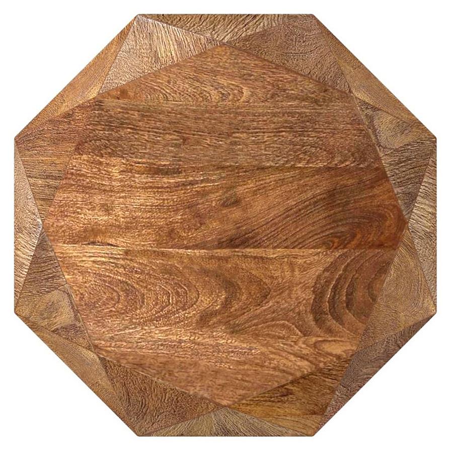 Jacinto Octagonal Solid Mango Wood Side Table Natural Brown-3