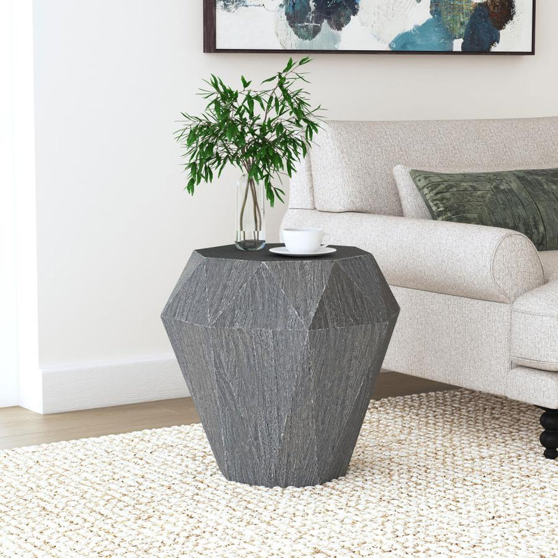 Jacinto Octagonal Solid Mango Wood Side Table Grey-zoom-