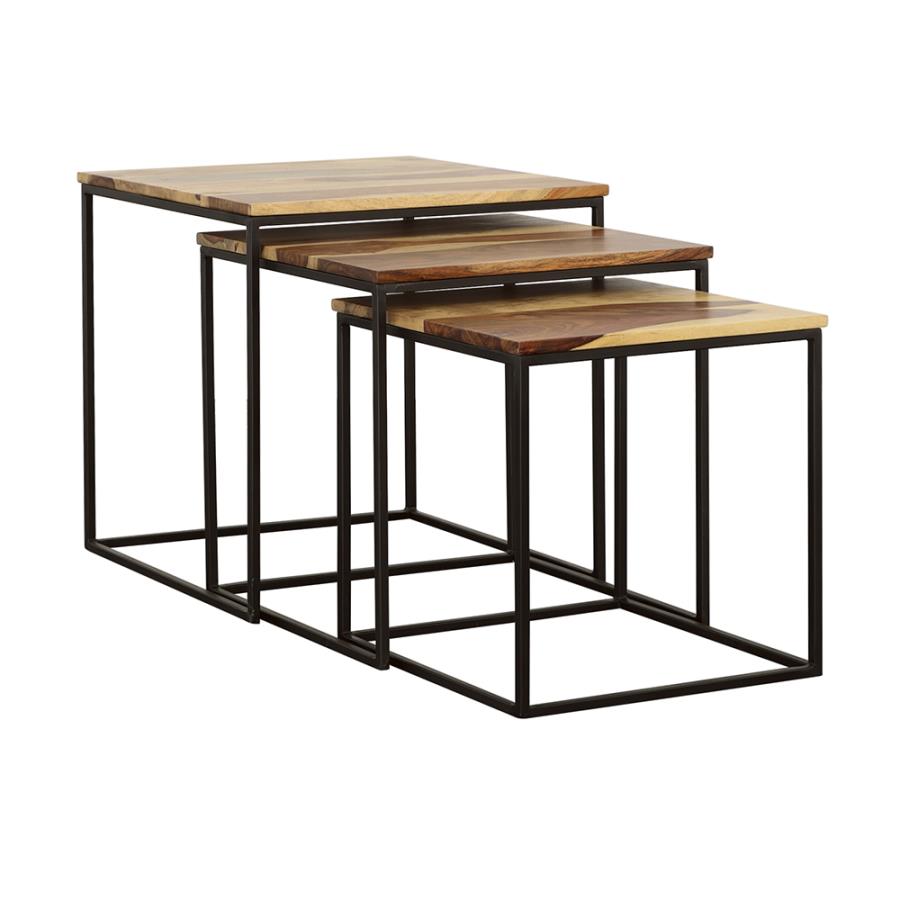 Belcourt 3-piece Square Nesting Tables Natural and Black-1