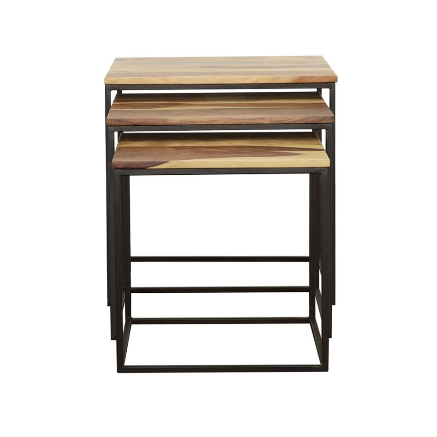 Belcourt 3-piece Square Nesting Tables Natural and Black-zoom-3