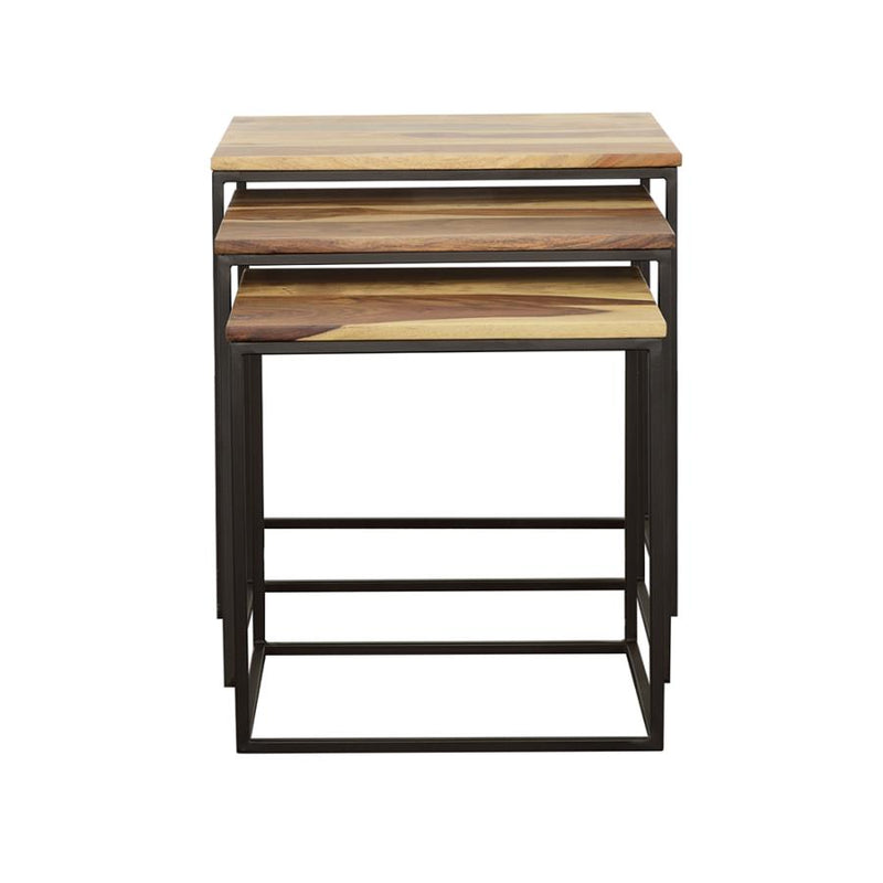 Belcourt 3-piece Square Nesting Tables Natural and Black-zoom-
