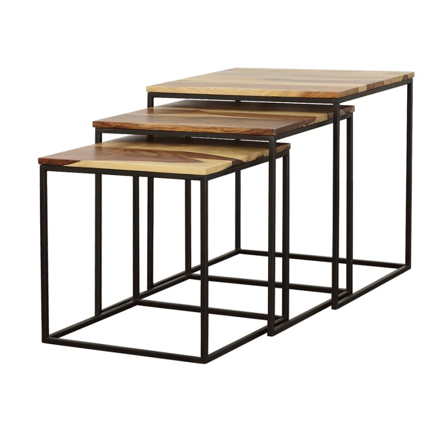 Belcourt 3-piece Square Nesting Tables Natural and Black-zoom-4