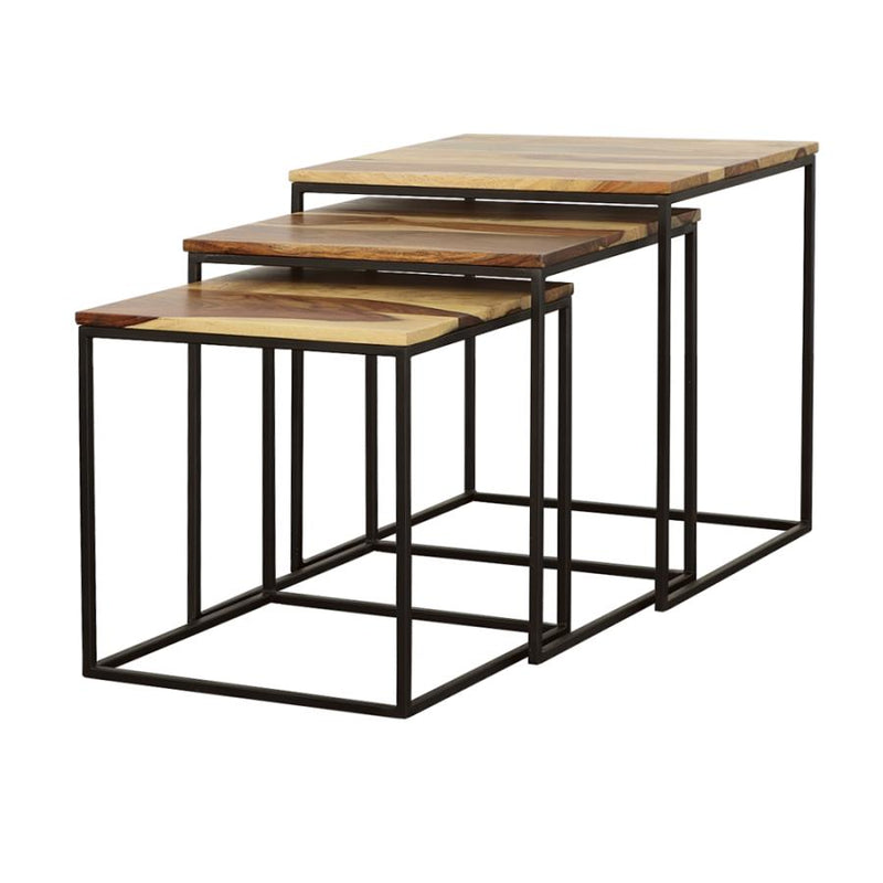 Belcourt 3-piece Square Nesting Tables Natural and Black-zoom-
