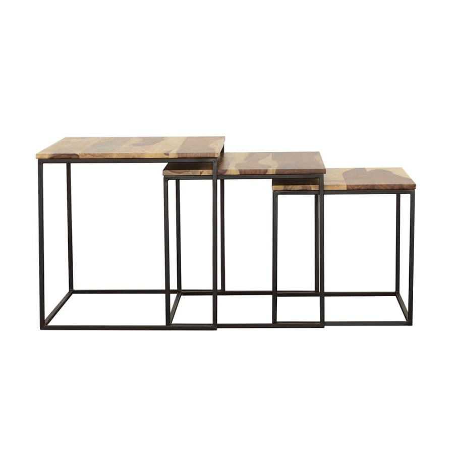 Belcourt 3-piece Square Nesting Tables Natural and Black-zoom-5