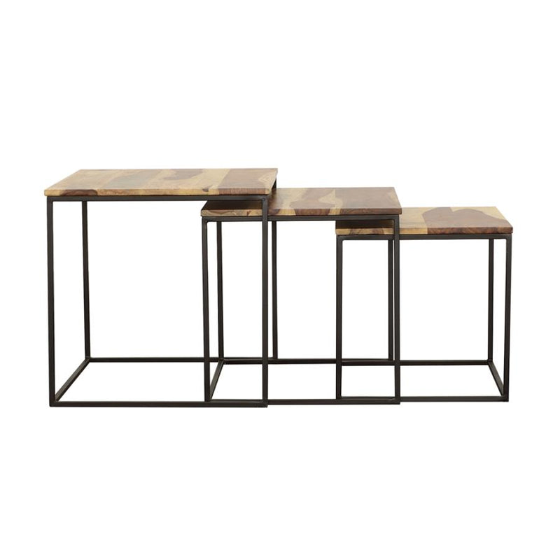 Belcourt 3-piece Square Nesting Tables Natural and Black-zoom-