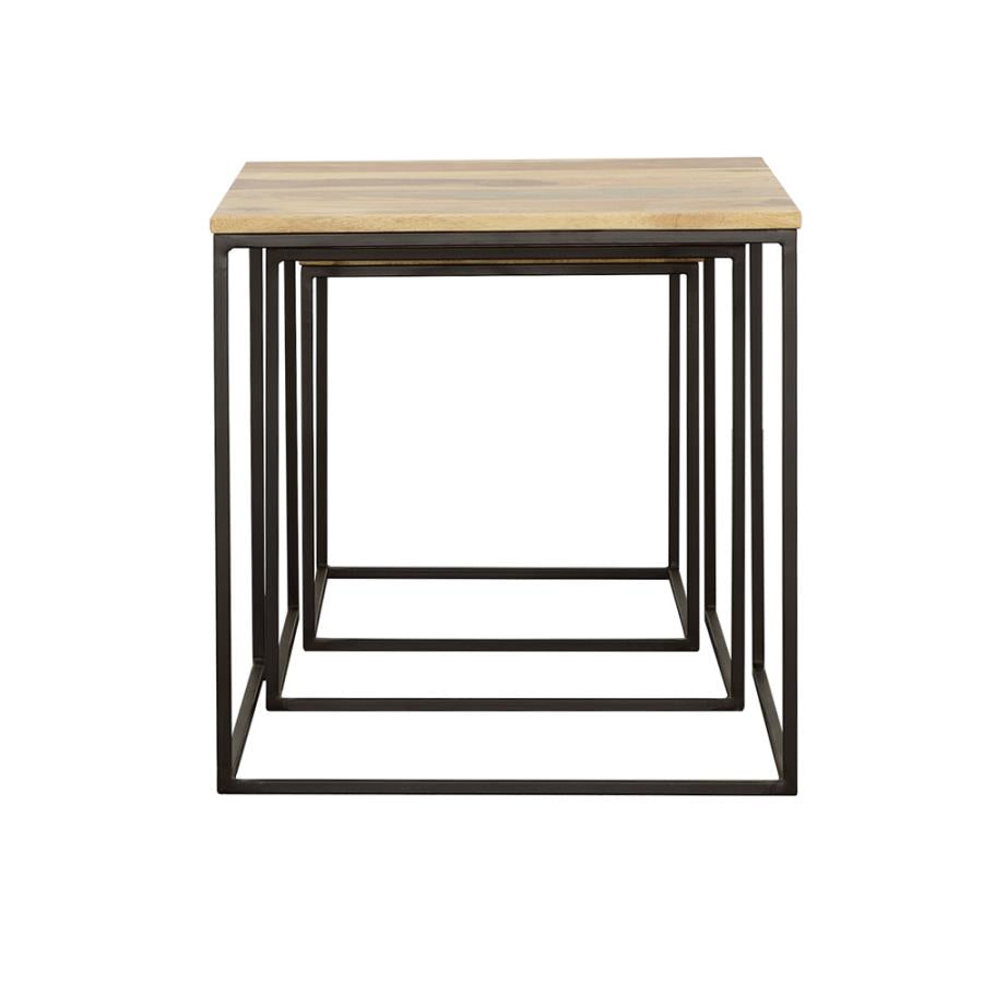 Belcourt 3-piece Square Nesting Tables Natural and Black-zoom-6