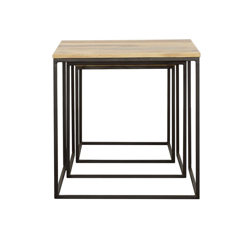 Belcourt 3-piece Square Nesting Tables Natural and Black-zoom-