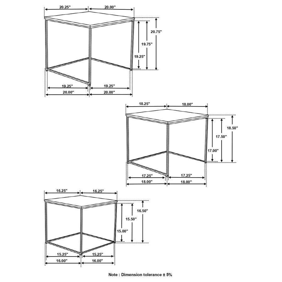 Belcourt 3-piece Square Nesting Tables Natural and Black-7