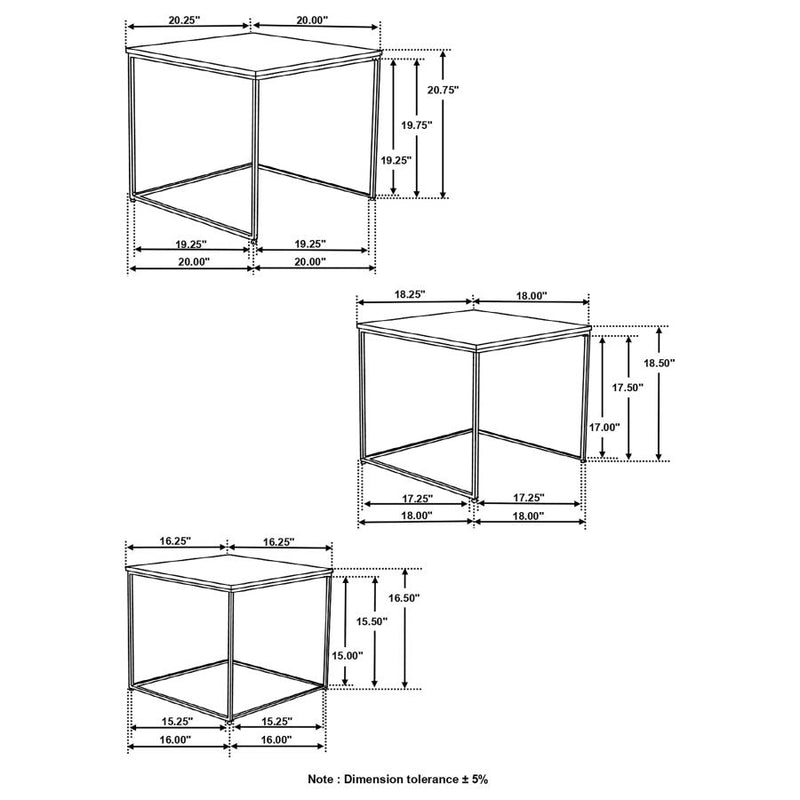 Belcourt 3-piece Square Nesting Tables Natural and Black-zoom-