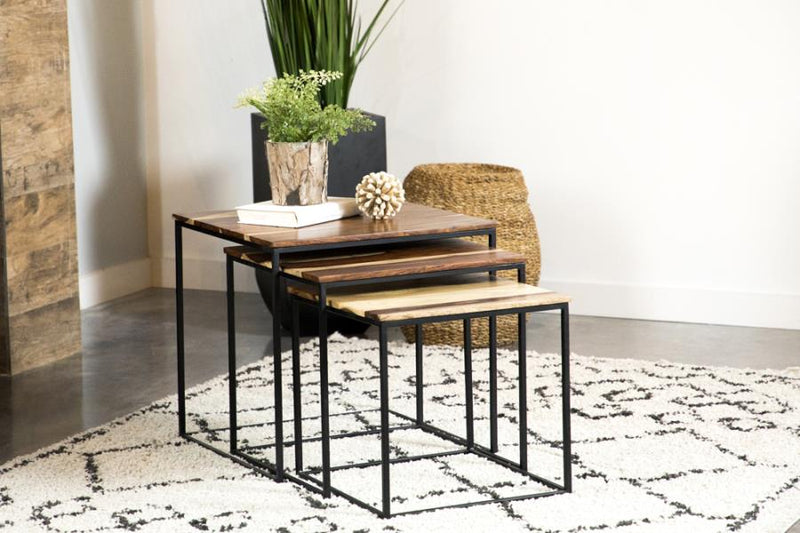 Belcourt 3-piece Square Nesting Tables Natural and Black-zoom-