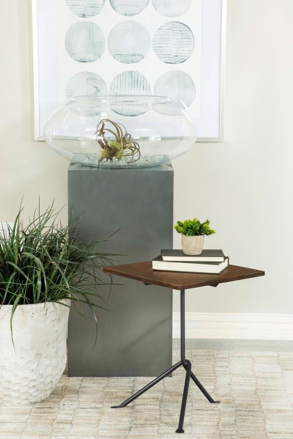 Heitor Square Wood Top Accent Side Table Dark Brown-zoom-