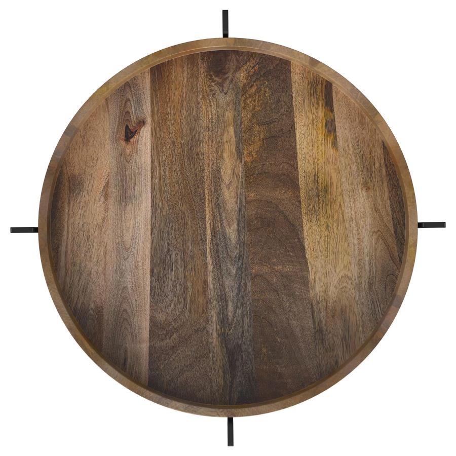Adhvik Round End Side Table Marble Shelf Natural and Black-4