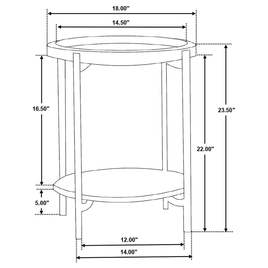 Adhvik Round End Side Table Marble Shelf Natural and Black-5