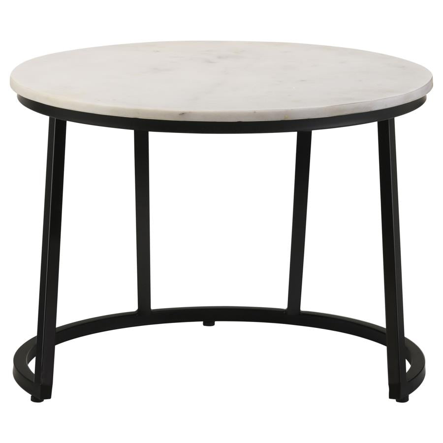 Miguel Round Marble Top Coffee Table White and Black-zoom-3